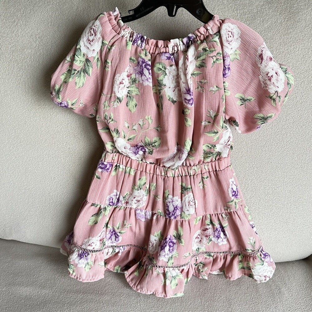 BCBG GIRLS | Rose & White Floral Tiered A-Line Dress Toddler 3T